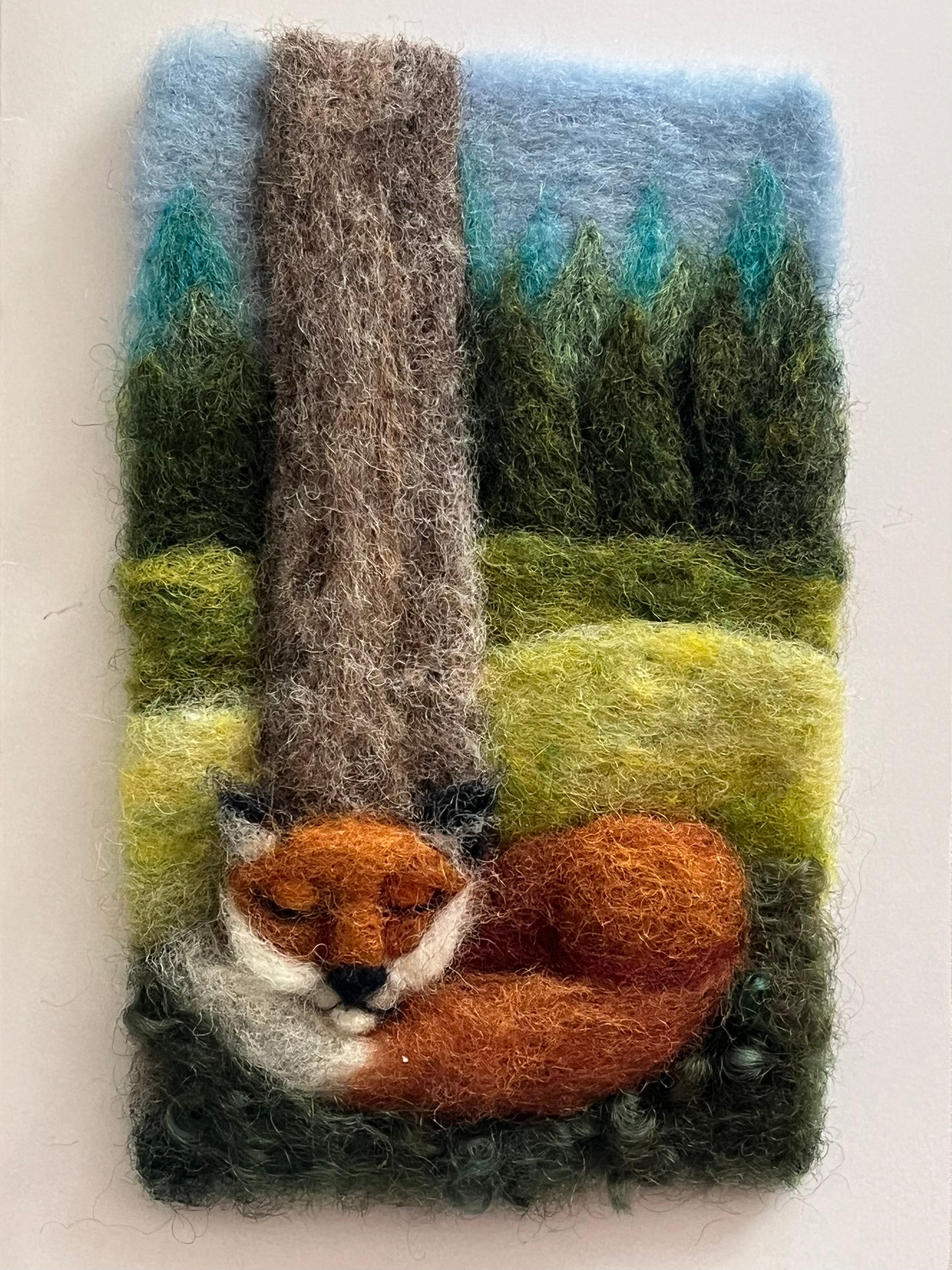🎀 Sale! Nap Time - Cute Fox Landscape Needle Felting Kit