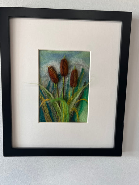 Felted Landscape with Cattails - October 14