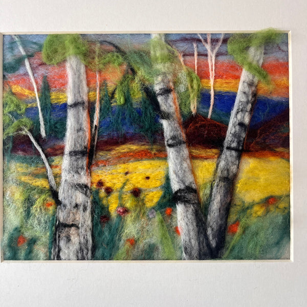 11/4 Felted Landscape with Birch Trees - Paint with wool! November 4