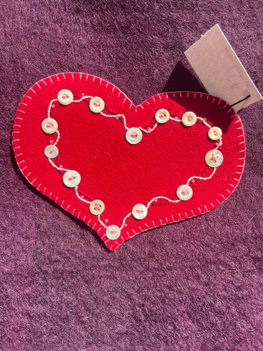 Heart Applique Art Piece with Buttons