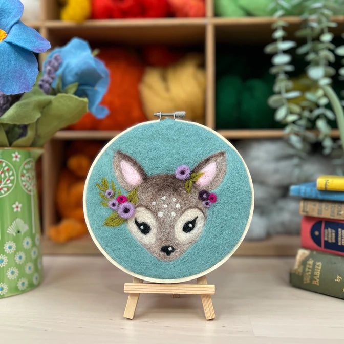 Floral Fawn in a Hoop Needle Felting Craft Kit