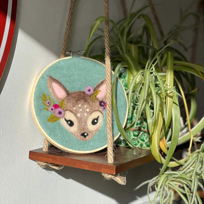 Floral Fawn in a Hoop Needle Felting Craft Kit