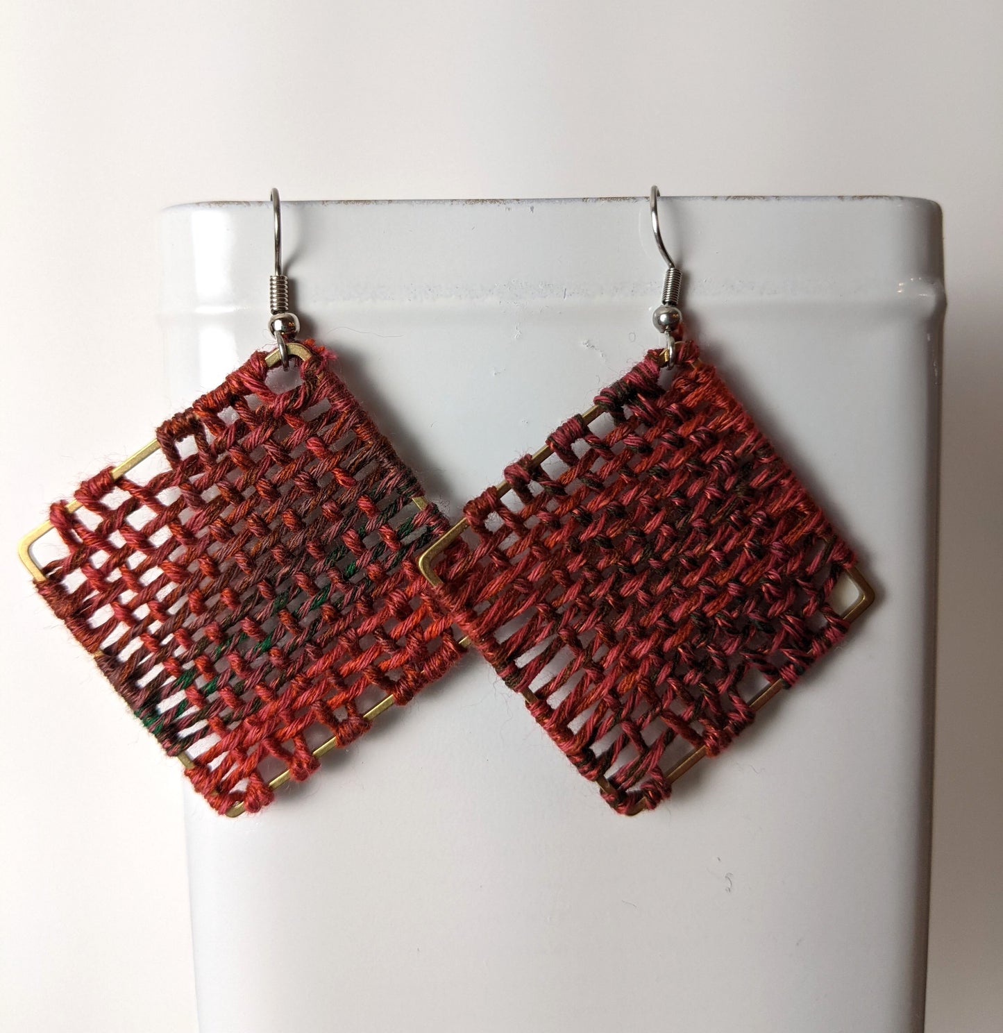 Fiber Art Woven Earrings by Shari Frost-Job
