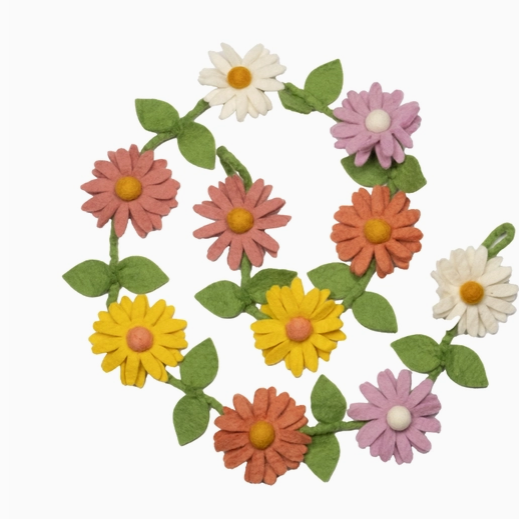 Pastel Felt Daisy Garland - 54 inches long