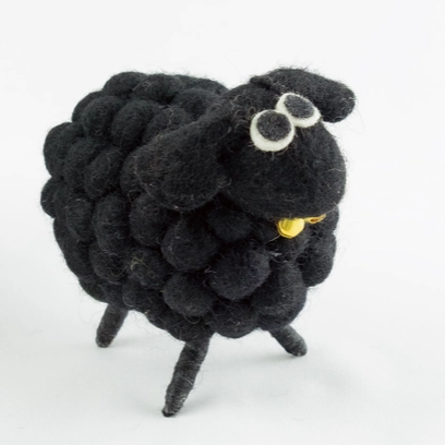 Cute Felt Sheep Figures - White, Black  & Rainbow Colors