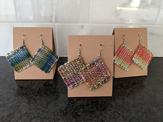 Fiber Art Woven Earrings by Shari Frost-Job