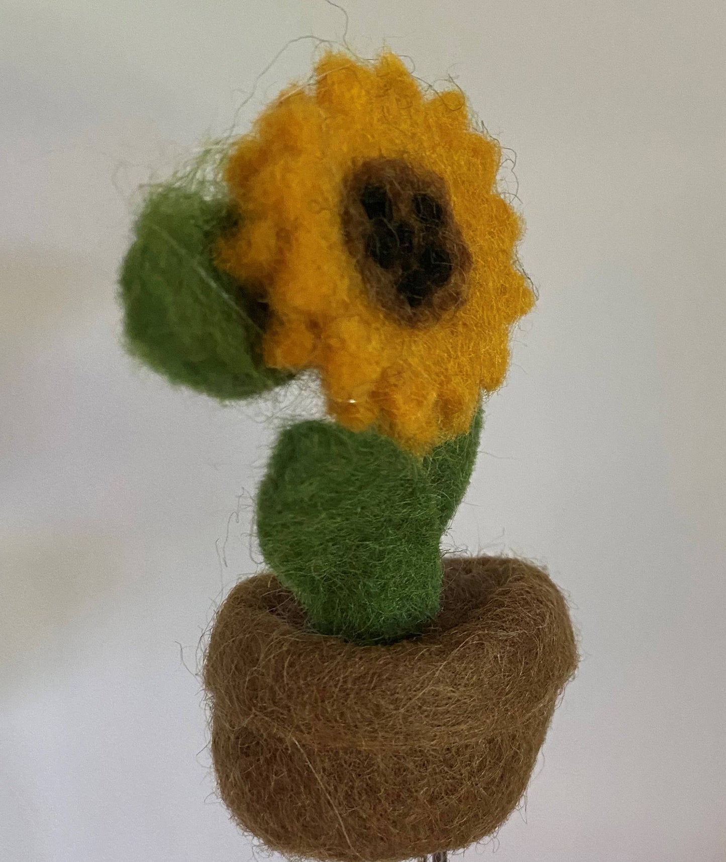 Felted Wool Sunflower in Pot ornament