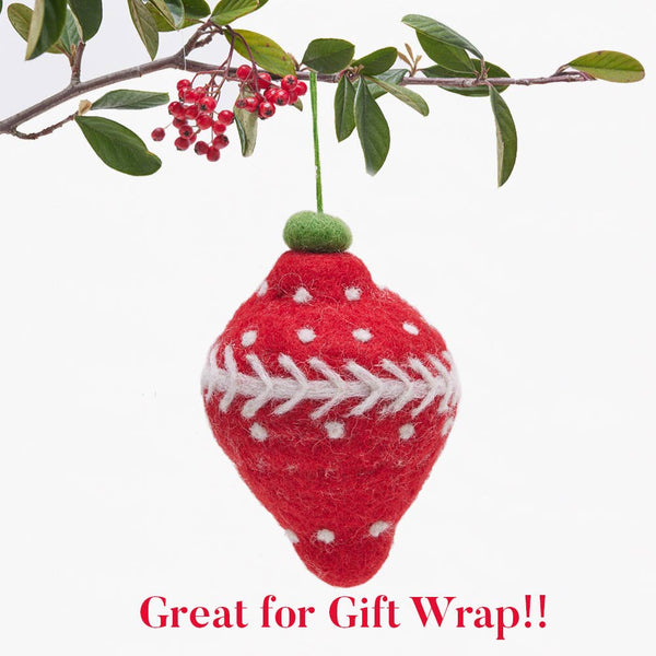 Cute Red Felted Bauble Ornament