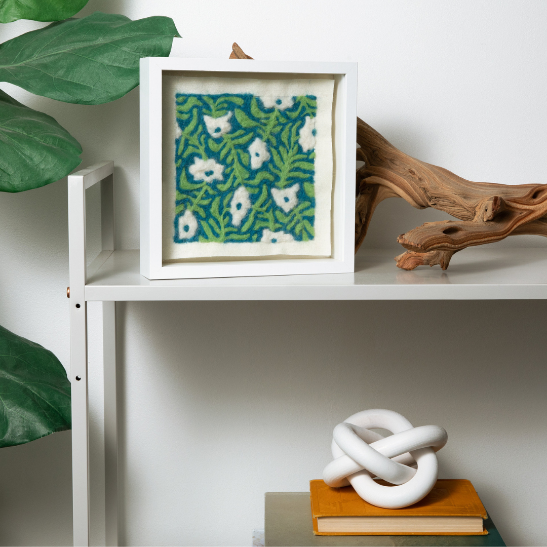 Bellflower Bold Blooms - Felted Art Tile