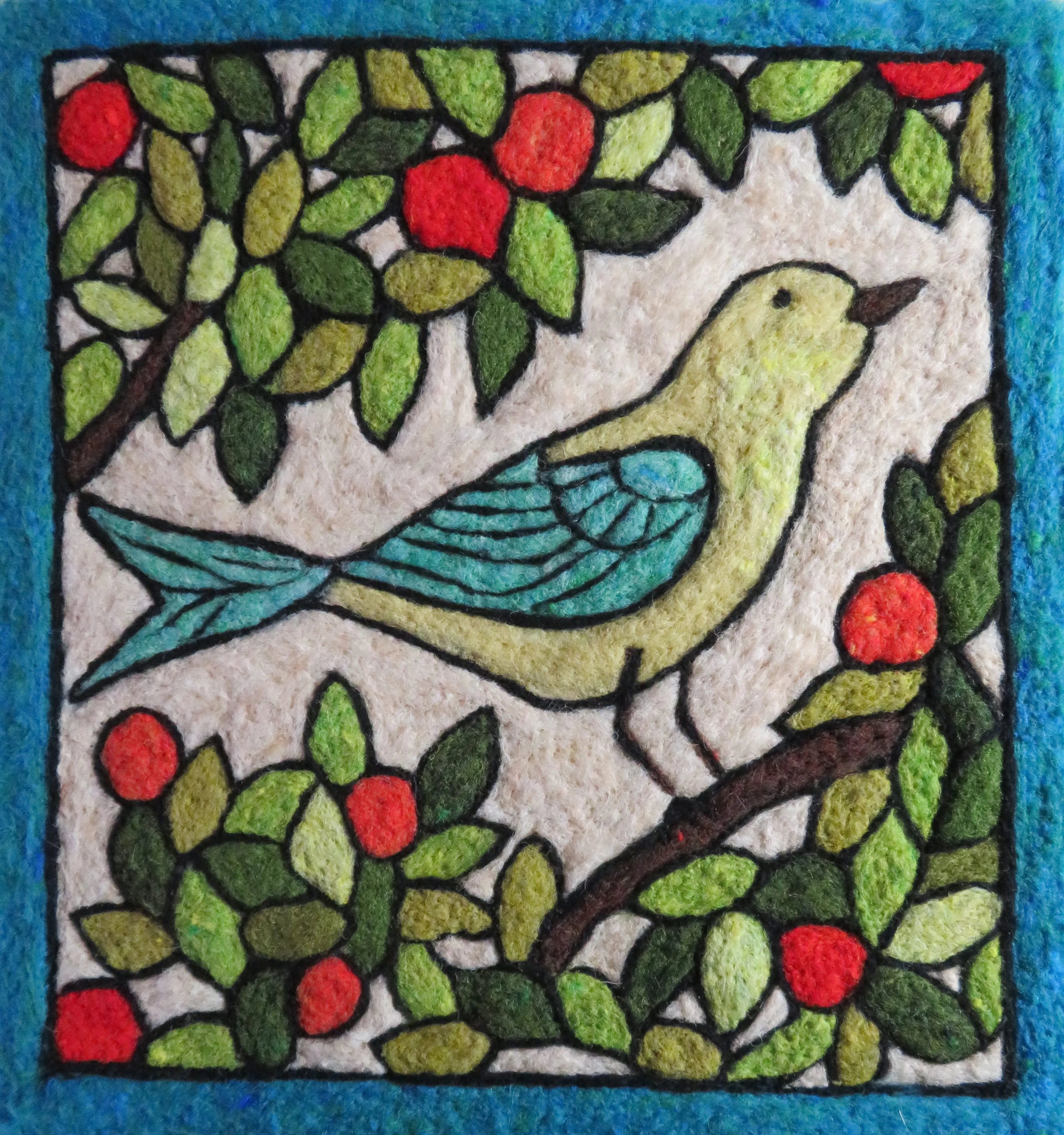 Bird in the Berry Bush Folk Art Tapestry Needle Felting Kit
