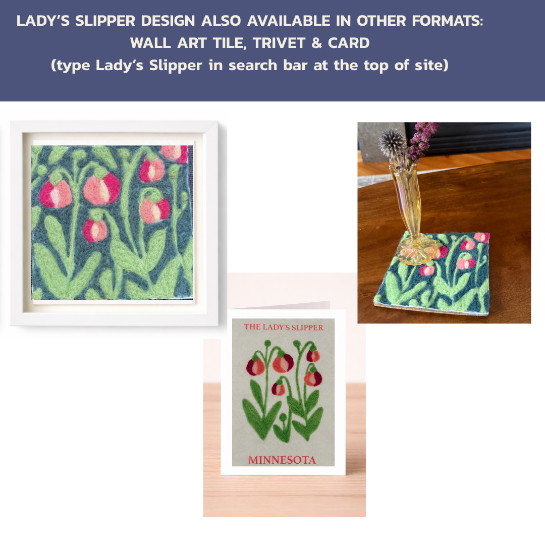 Minnesota Lady's Slipper - Felted Framed Art