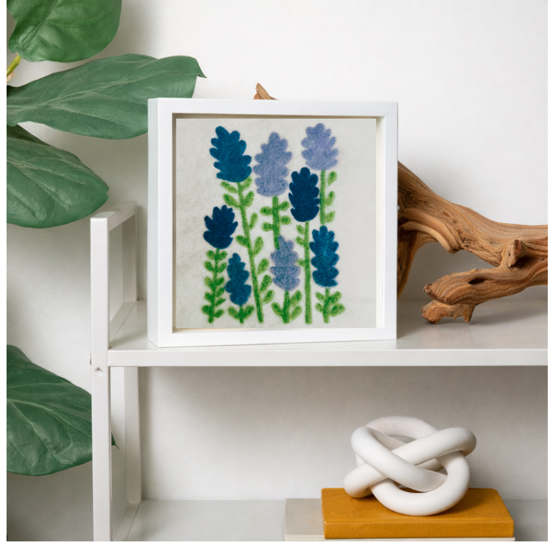 Bluebonnet - Felted Framed Art