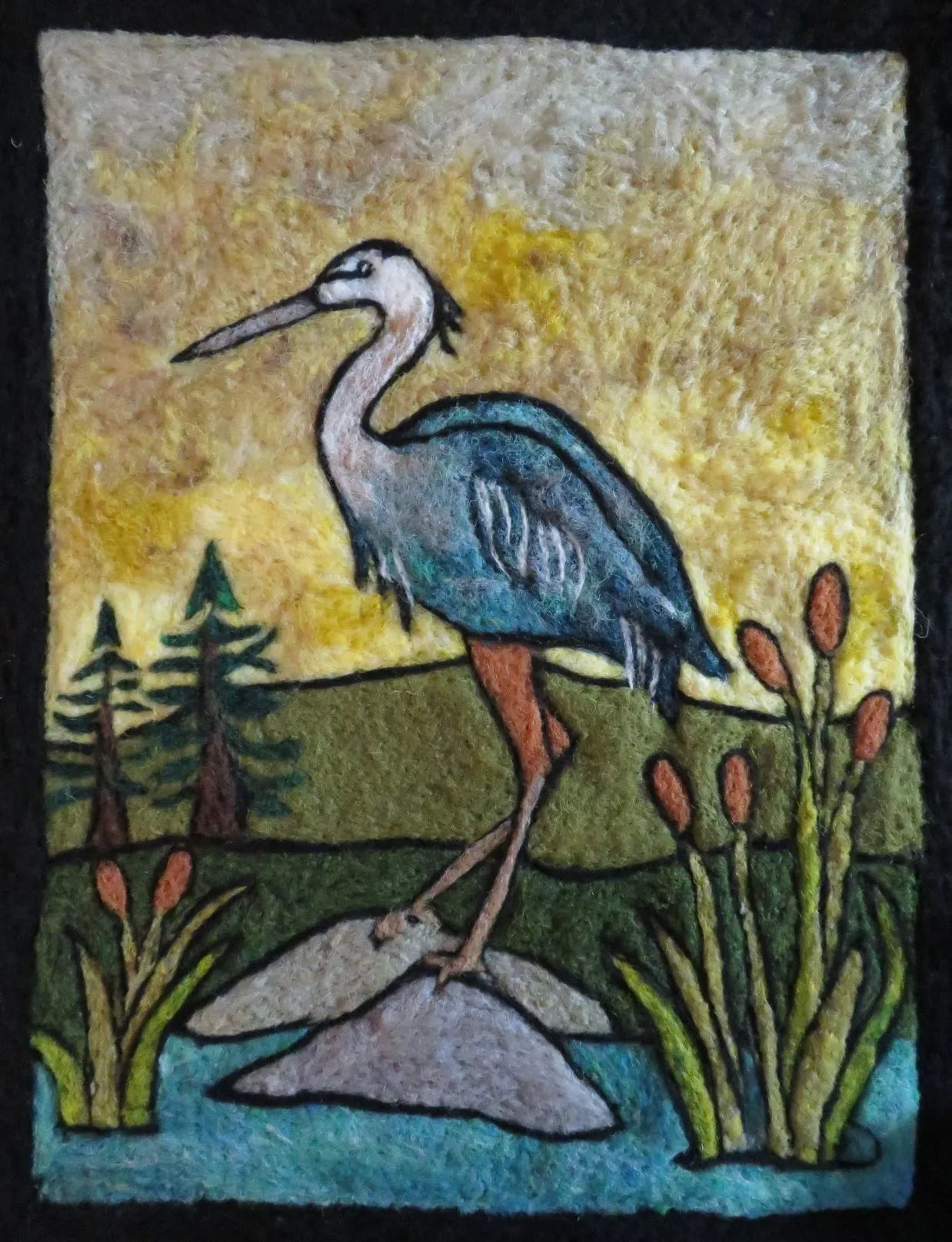 Blue Heron Folk Art Tapestry Needle Felting Kit