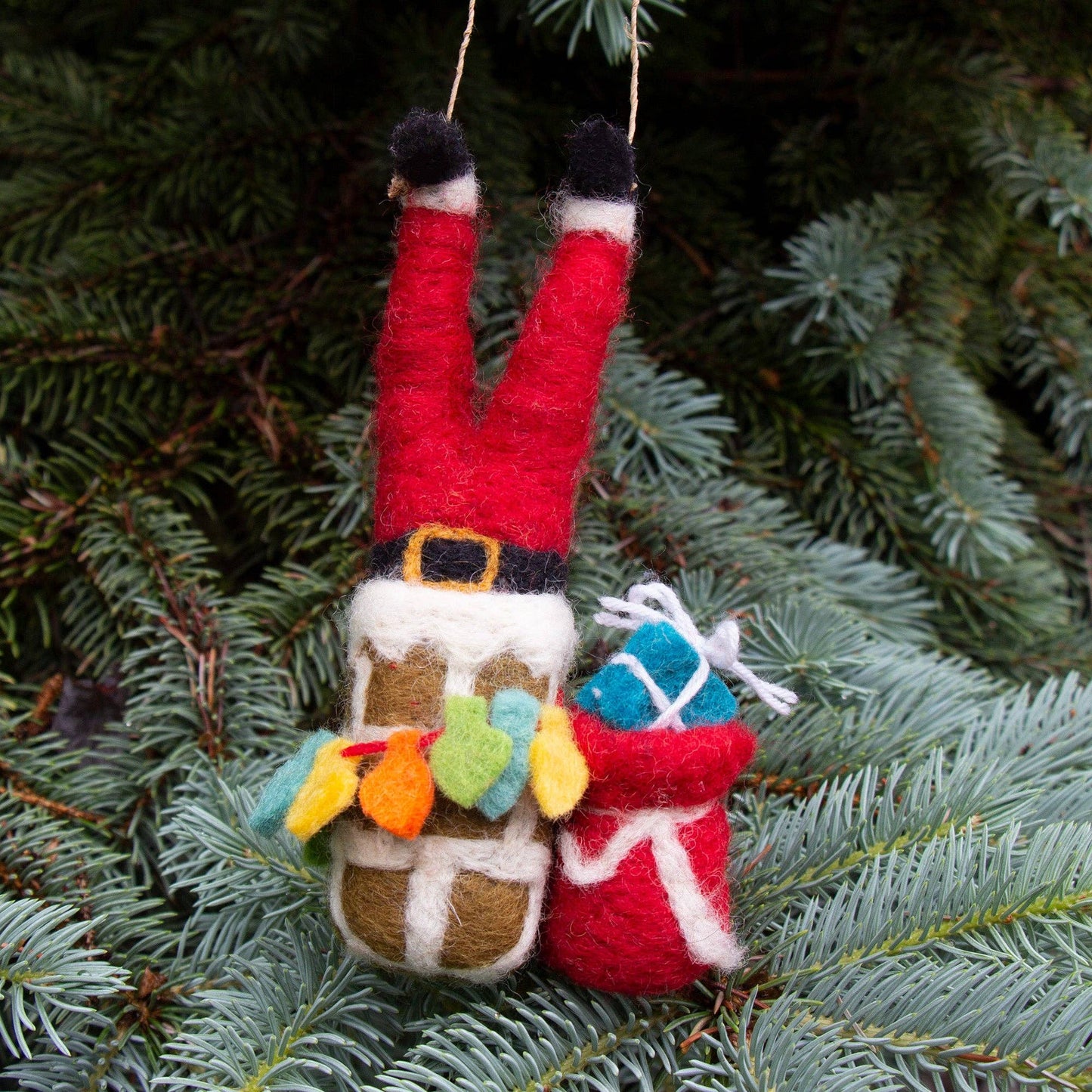 Up on the Rooftop Santa Handmade Felt Ornament