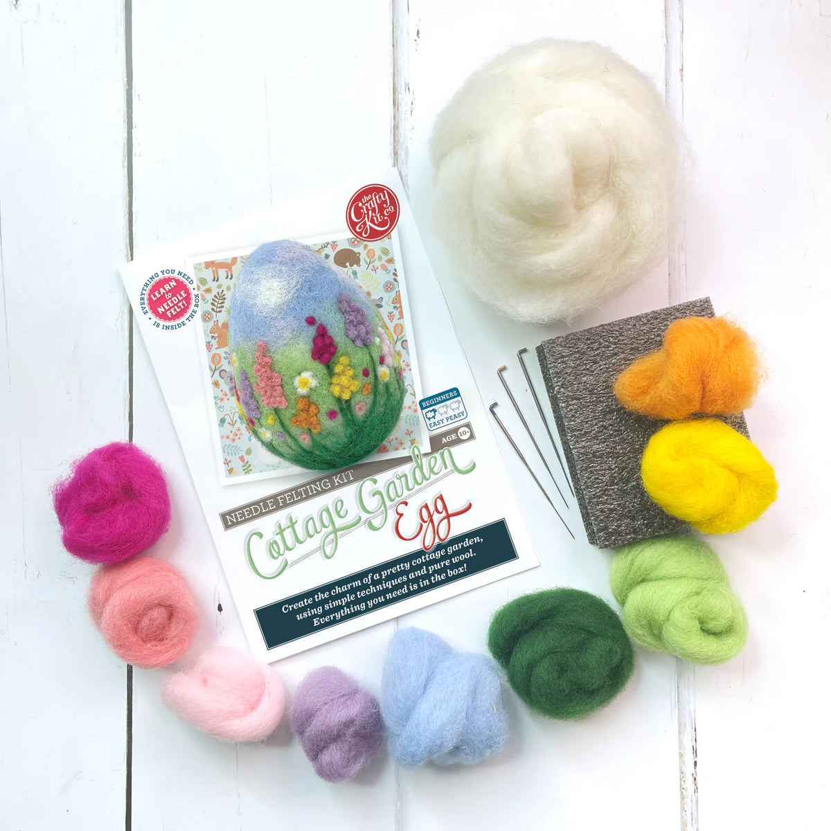 🌸 Cottage Garden Egg Needle Felting Craft Kit