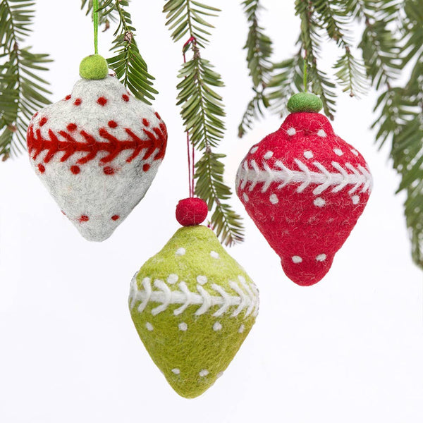 Cute Holiday Green Felt Bauble Ornament
