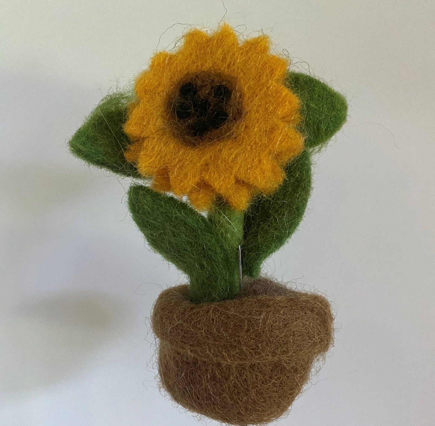 Felted Wool Sunflower in Pot ornament