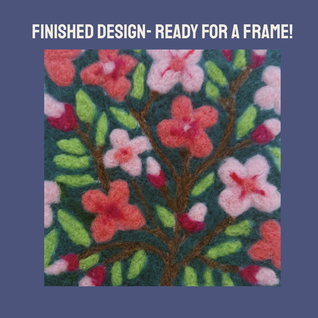 Peach Blossom- Felted Art Tile