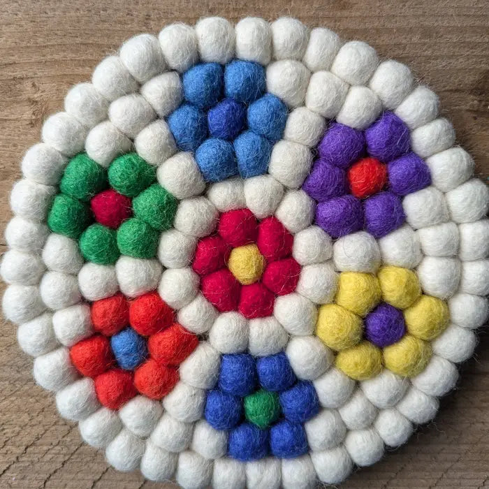 Traditional Felted Wool Trivets - Handmade - Round, Square, Colorful & Neutral!