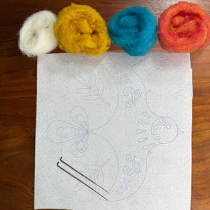 Folk Bird Soaring Blue Bird - Felted Art