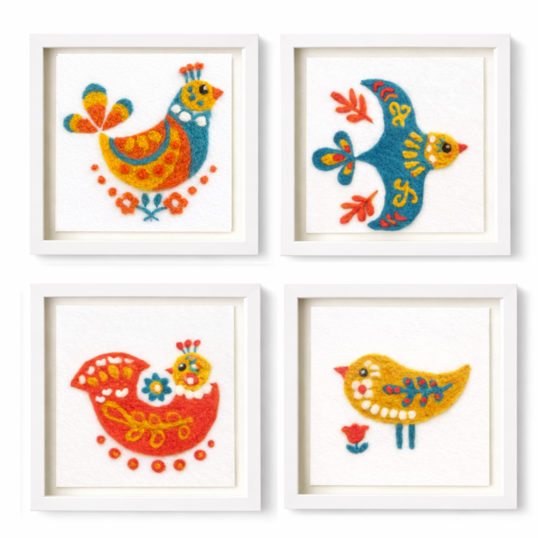 Folk Bird Needle Felting Kit