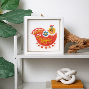 Folk Bird Folk Hen - Felted Art