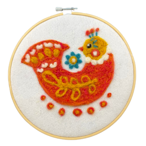 Folk Bird Folk Hen - Felted Art