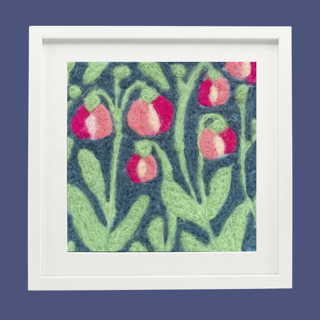 Lady's Slipper- Felted Art Tile