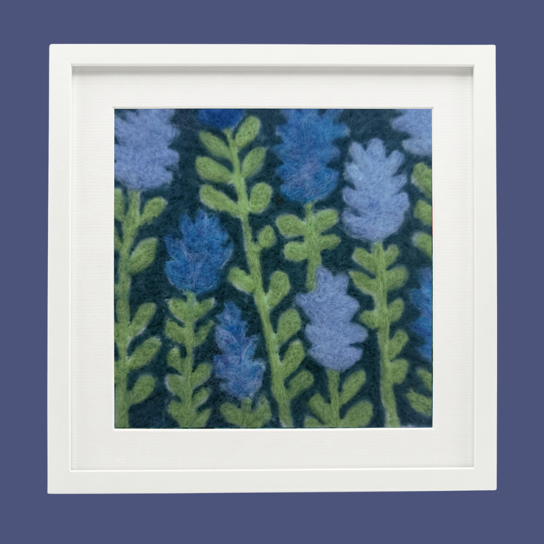 Bluebonnet- Felted Art Tile