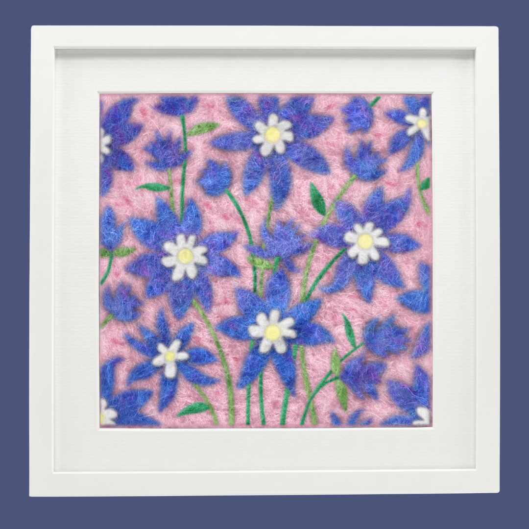 Rocky Mountain Columbine- Felted Art Tile