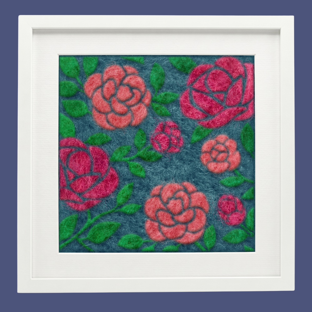 Camellia- Felted Art Tile