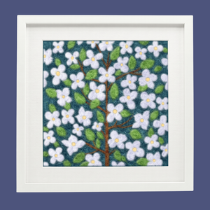 Dogwood- Felted Art Tile