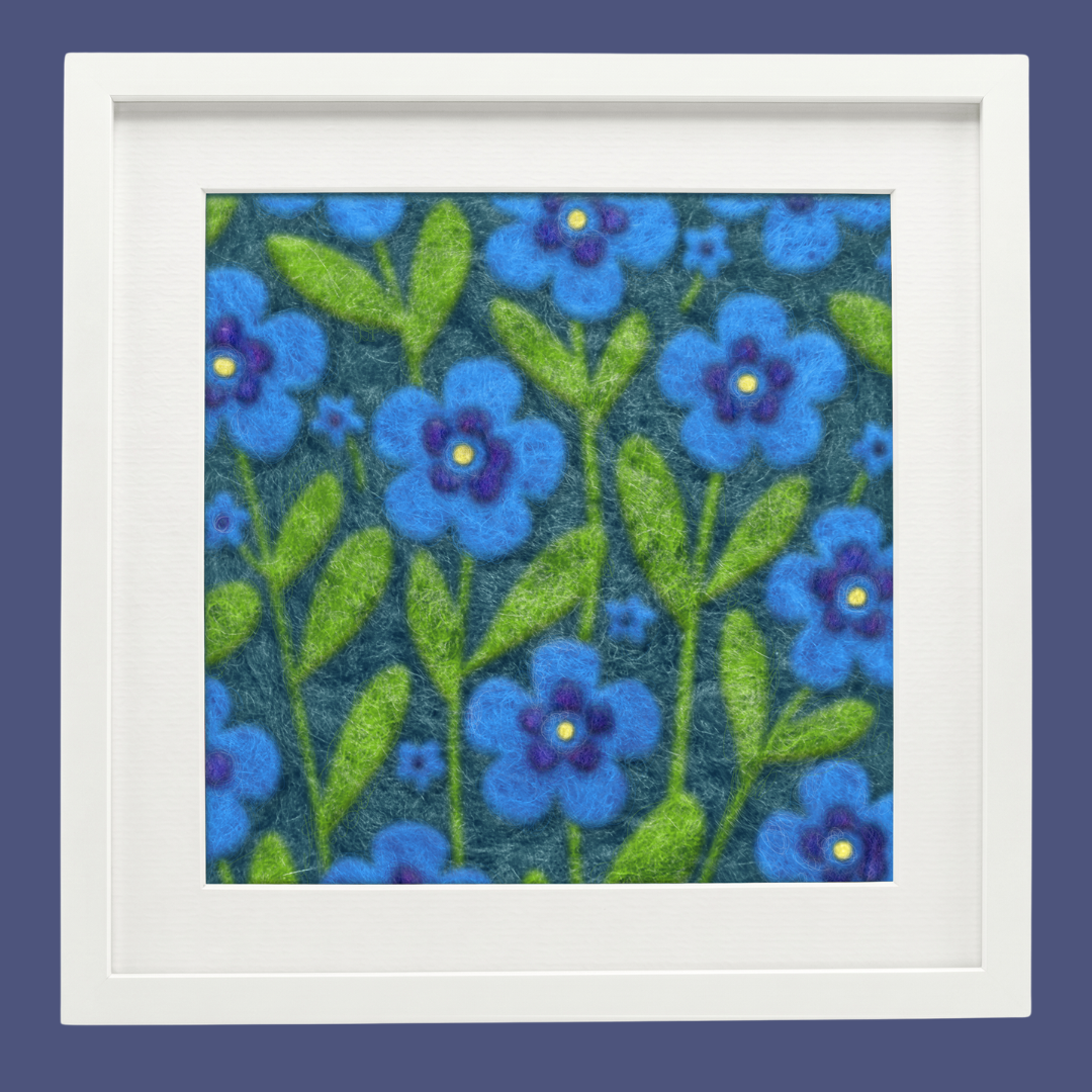 Forget-Me-Not - Felted Art Tile