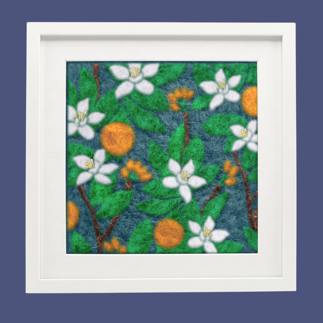 Orange Blossom- Felted Art Tile