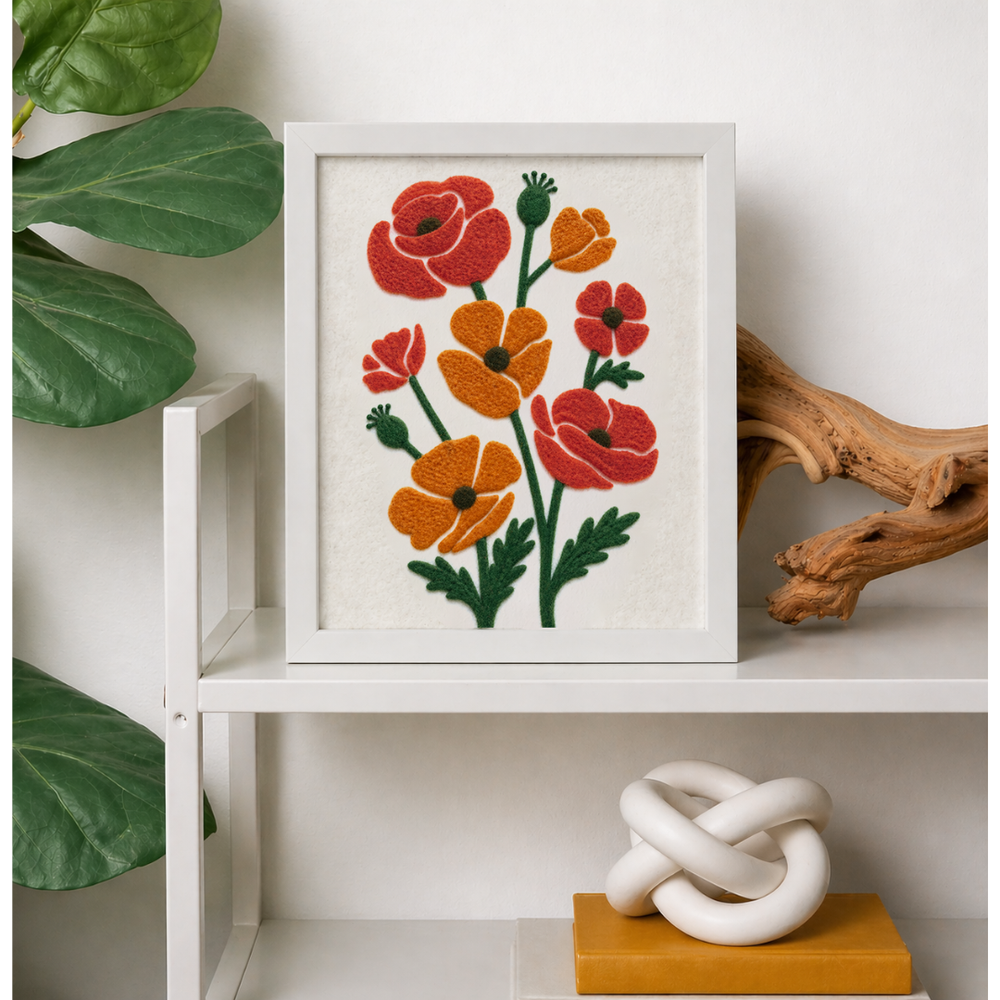Golden Poppy- Felted Art