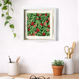 Heart Blooms - Felted Art Tile