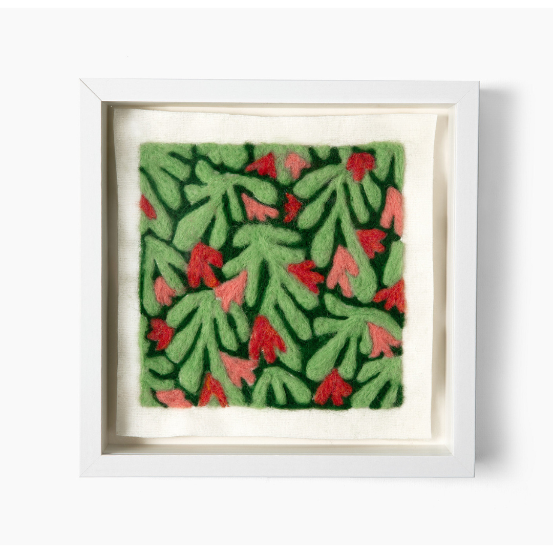 Heart Blooms - Felted Art Tile