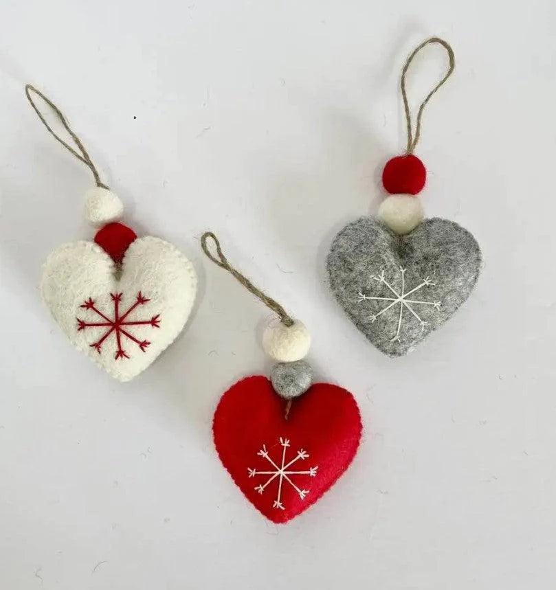 Felt Heart Baubles Holiday Ornaments