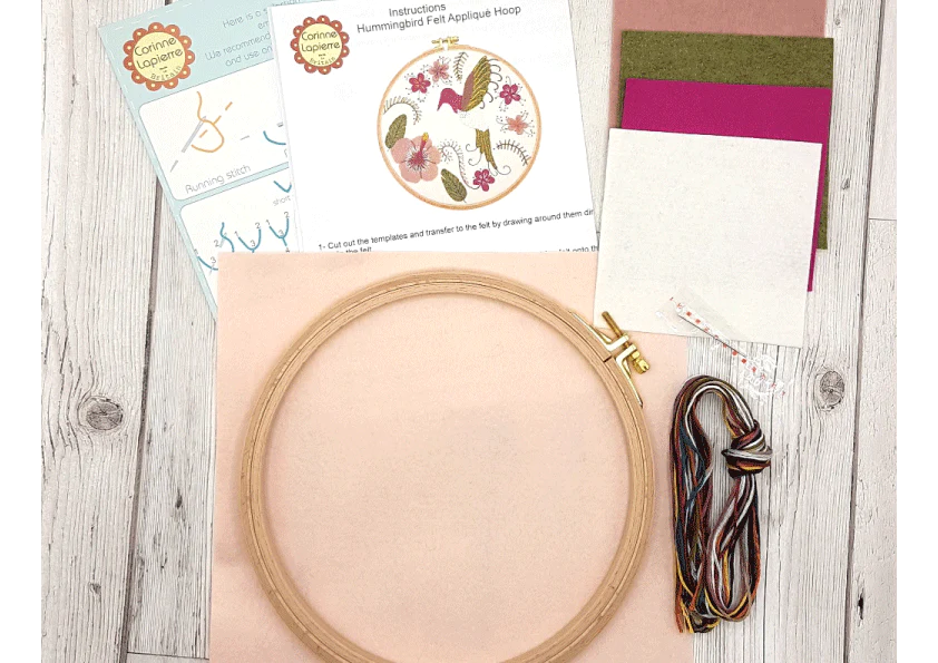 Hummingbird Appliqué Hoop Craft Kit