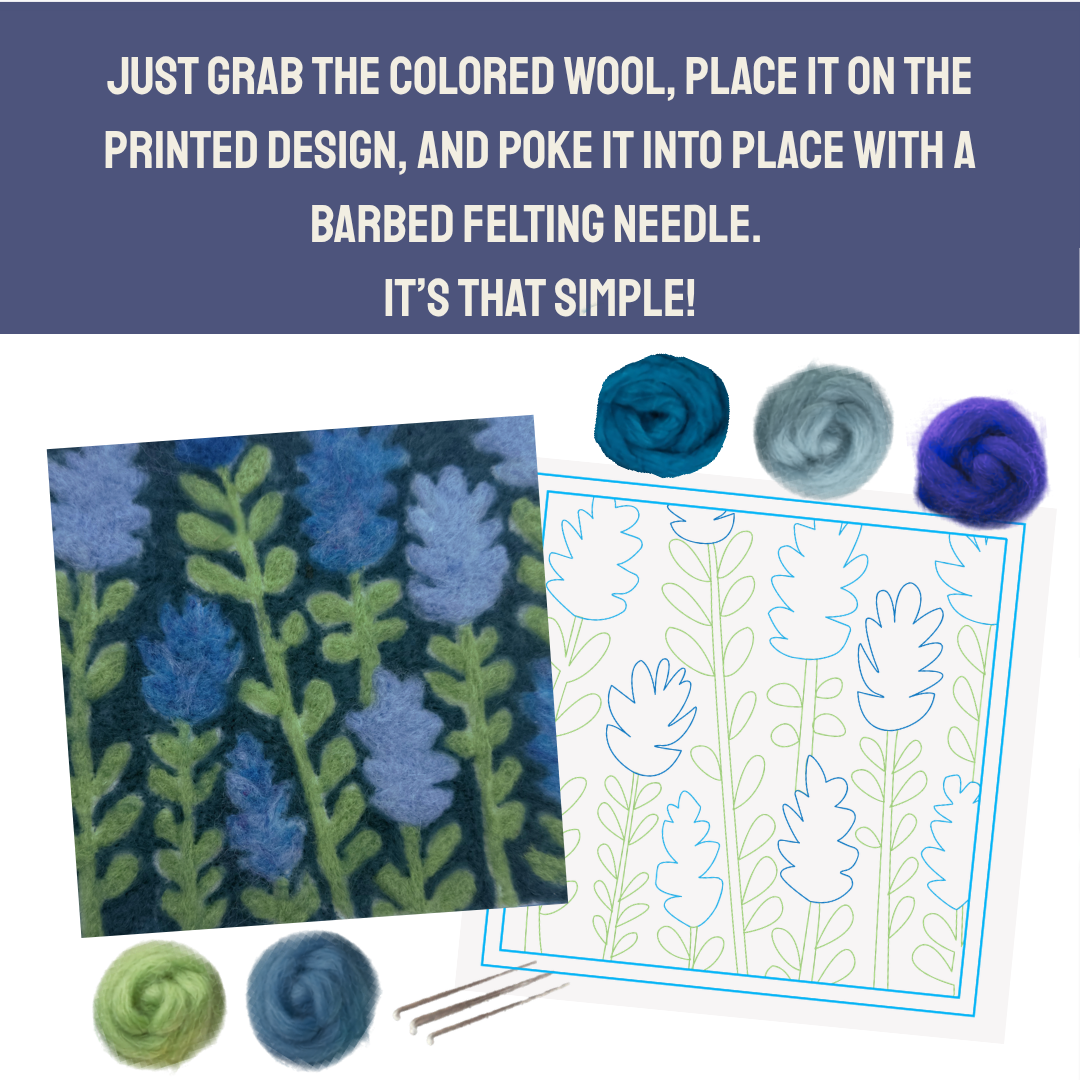 Bluebonnet- Felted Art Tile