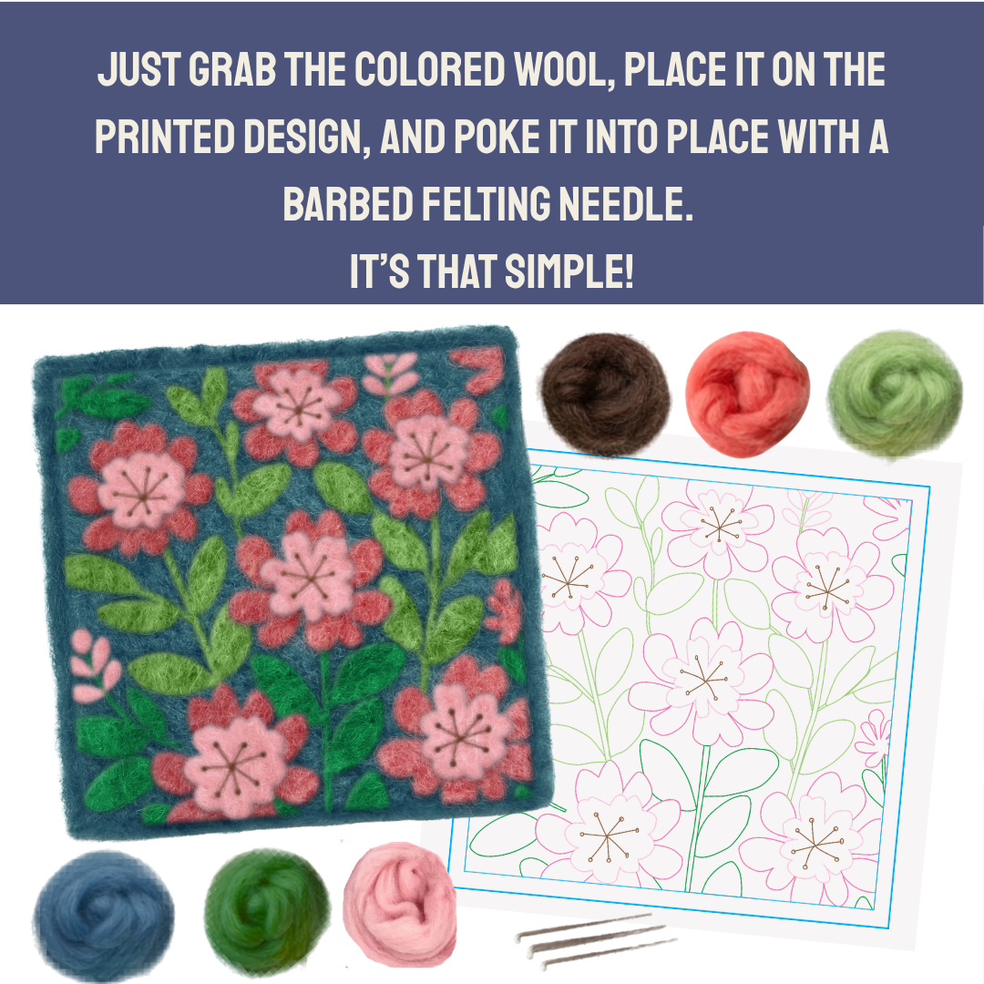 What's included in the Mountain Laurel - Felted Art Tile kit