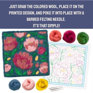 Peony- Felted Art Tile
