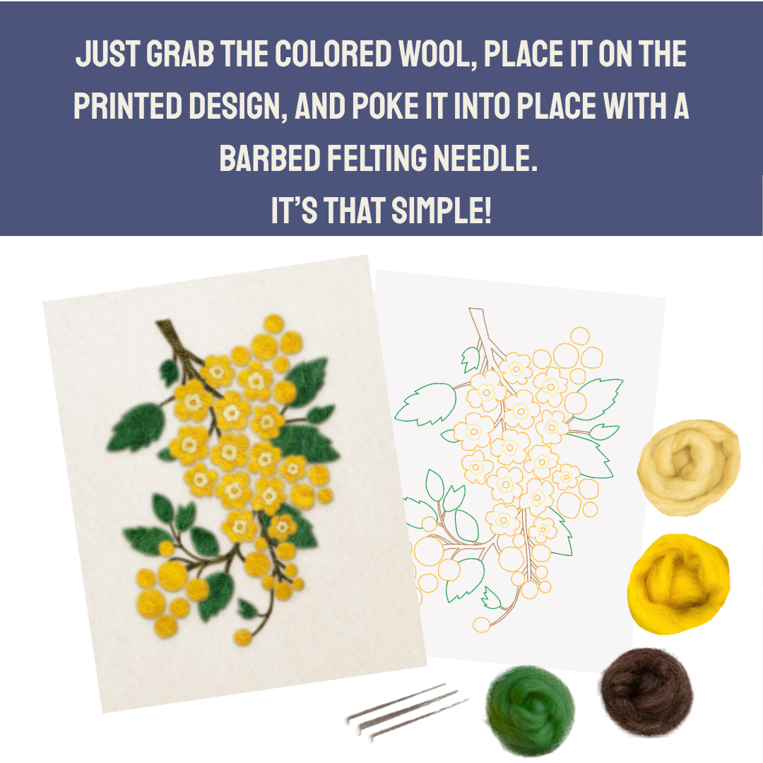 What's included in the Oregon Grape - Felted Art kit