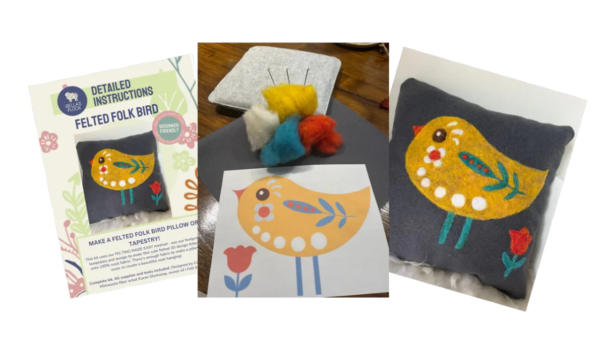 🎀 Sale! Felting Made Easy™: Create a Folk Bird Tapestry or Pillow with Ease