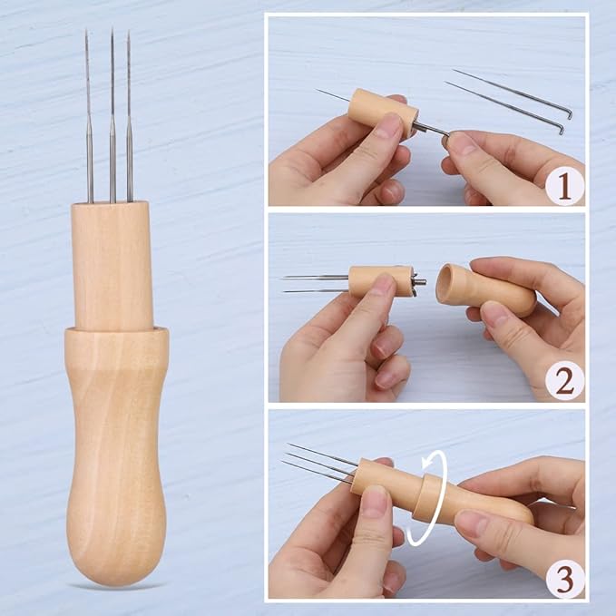 SPECIAL OFFER: Needle Holder Combo Set - Two Wooden Needle Holders. 1) a Single Needle 2) a MULTI Tool, Holds 3 Needles