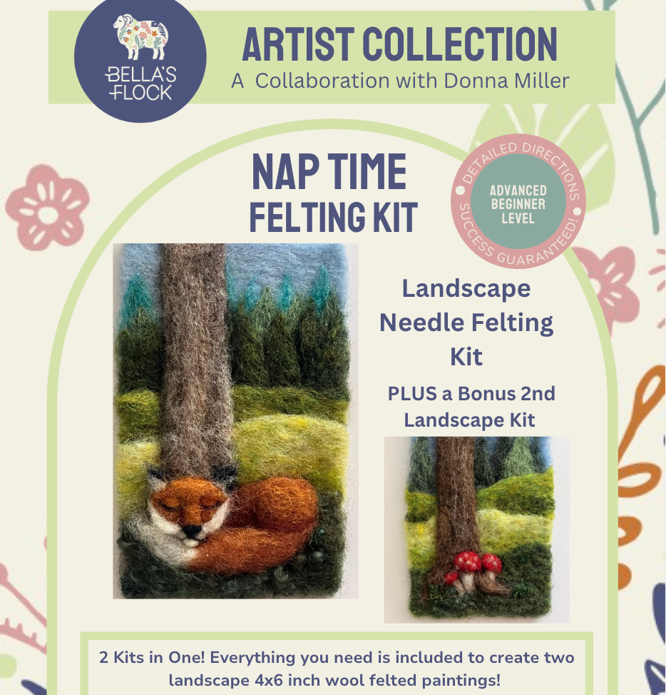 🎀 Sale! Nap Time - Cute Fox Landscape Needle Felting Kit