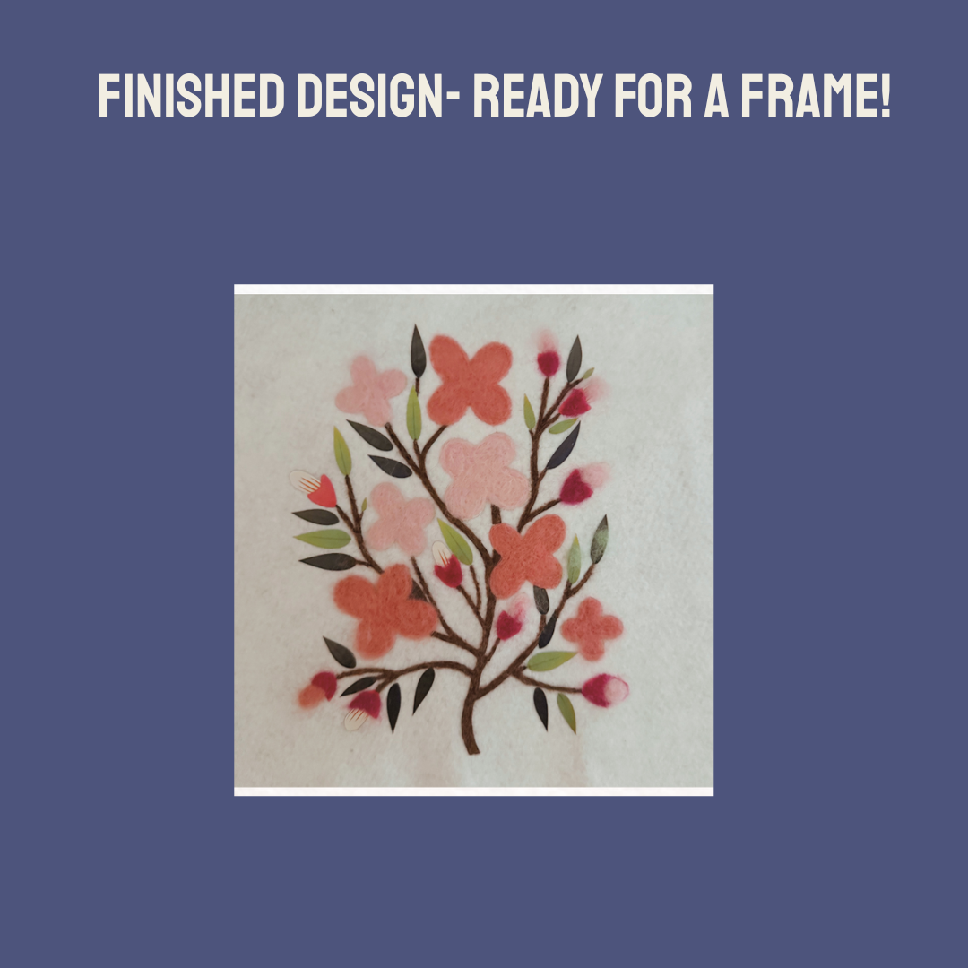 Peach Blossom Needle Felting Panel