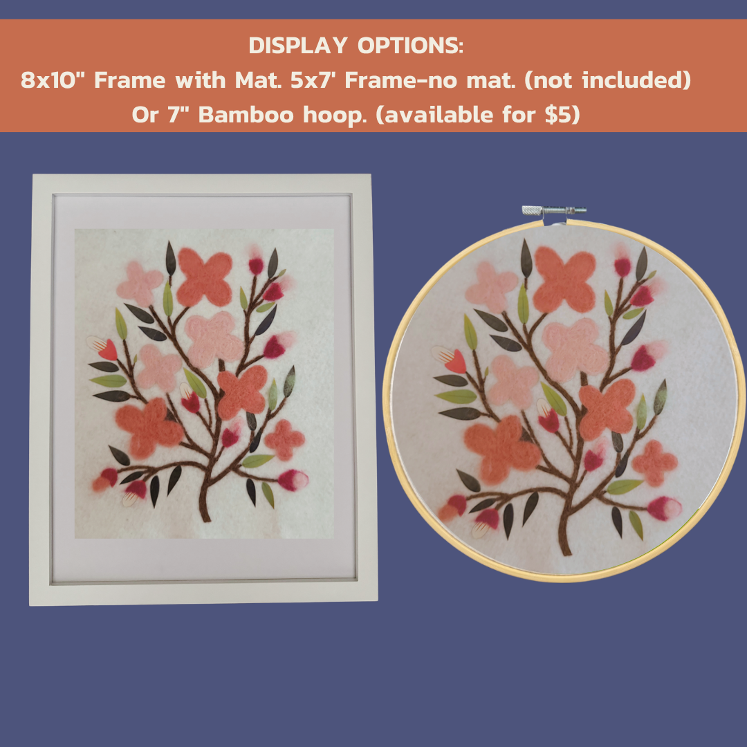 Peach Blossom Needle Felting Panel