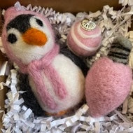 Cute Penguin Ornament- Handmade 100% felted wool