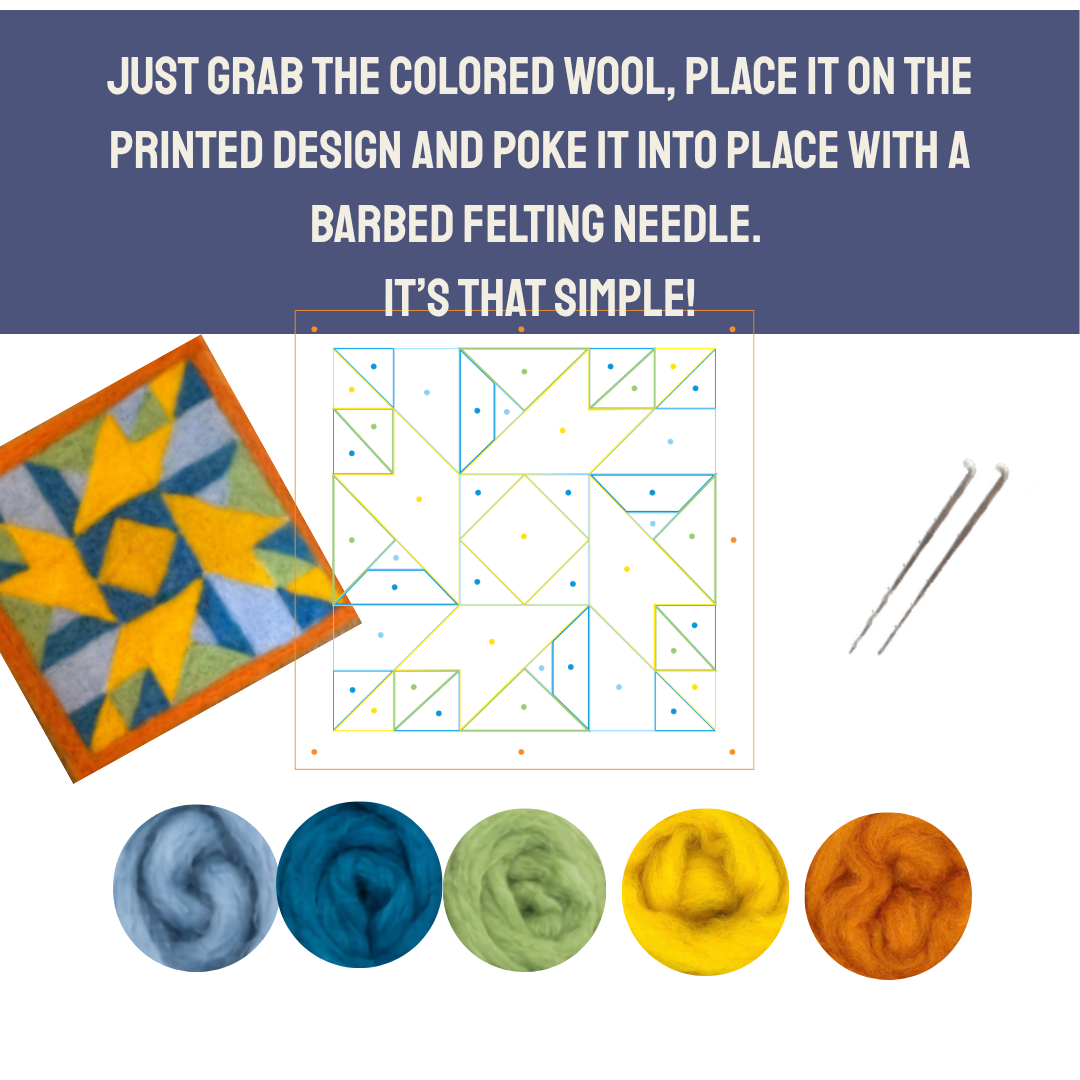 Prairie Star Barn Quilt - Felted Quilt Square